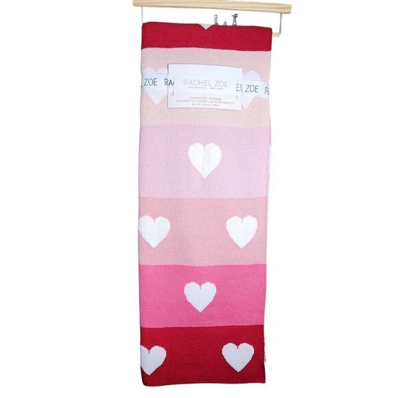 Rachel Zoe Oversized Decorative Cotton Blend Throw Blanket Heart Pattern 50x70in - Picture 3 of 12